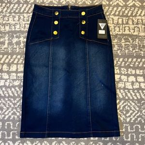 Super cute denim skirt, easily dressed up or down!